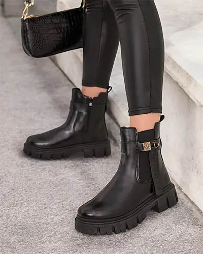 Royalfashion Botki damskie eko skórzane Dobinas