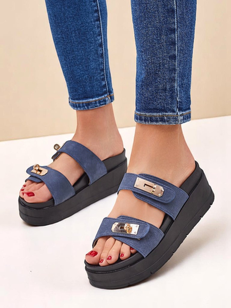 Royalfashion Klapki damskie na platformie z klamerkami Dalia