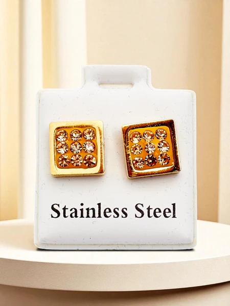 Royalfashion Kwadratowe kolczyki damskie z cyrkoniami