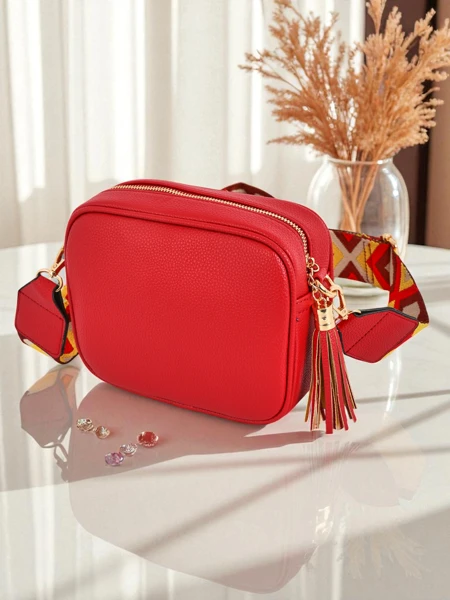 Royalfashion Mała damska torebka z eko skóry z kolorowym paskiem Kovi Lace