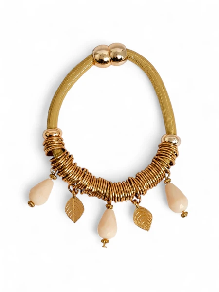 Bransoletka damska z koralikami i brokatem