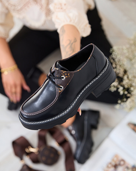 Royalfashion Czarne damskie półbuty na masywnej podeszwie Dobbin