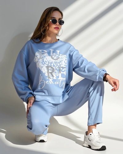 Royalfashion Wiskozowy damski komplet z printem