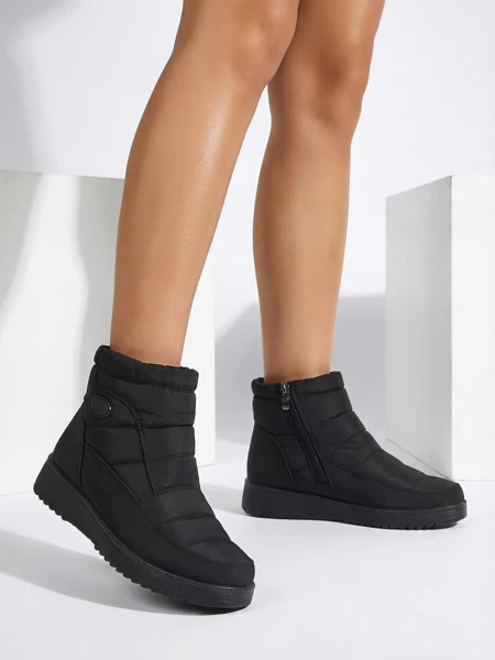 Botki Damskie Athena Czarne Z Tkaniny Na Jesień i Zimę