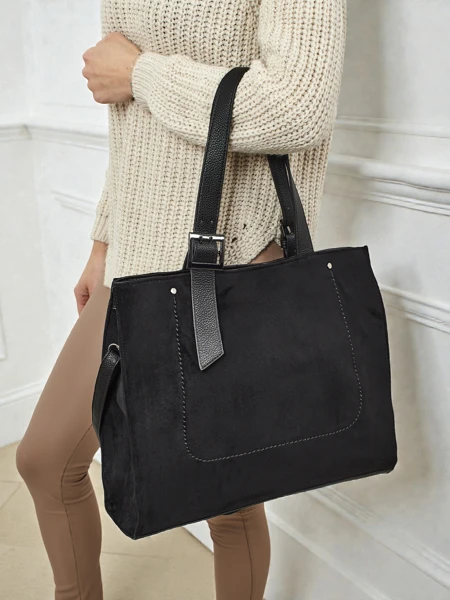 Torebka damska shopper eko zamszowa Daverna