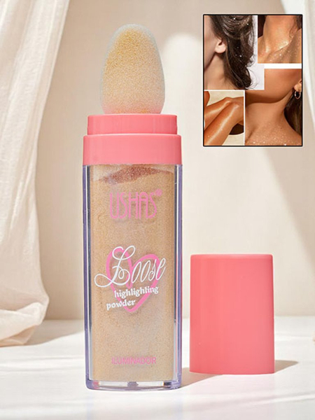 USHAS Розсипчастий хайлайтер для обличчя з губкою Golden Petal