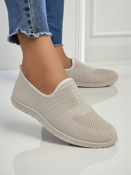 Damskie Mokasyny Callista Beżowe Z Oddychającej Tkaniny Wiosna Lato
