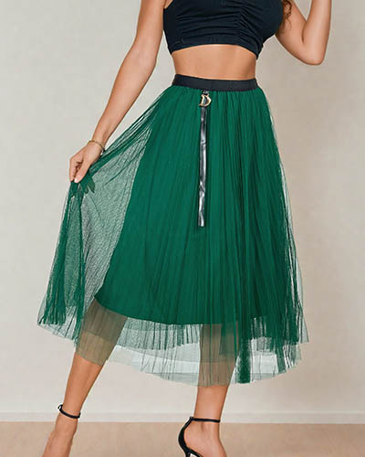 Royalfashion Damska dwuwarstwowa spódnica midi