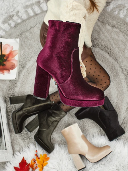 Ботильйони жіночі на підборах-стовпчику а-ля Велюр Miss