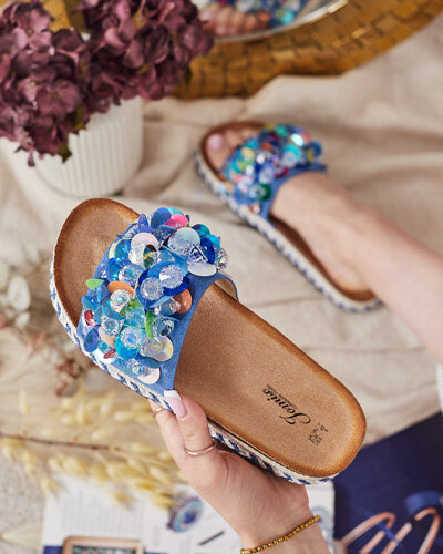 Royalfashion Damskie klapki z kryształkami Loassa