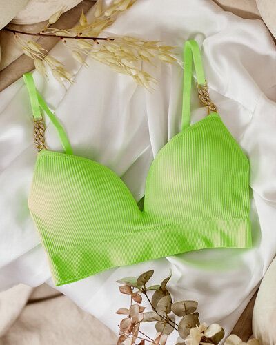 Royalfashion Damski biustonosz prążkowany z ozdobnymi ramiączkami