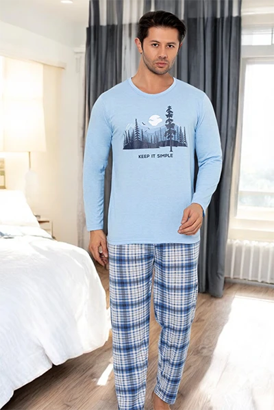 Royalfashion Bawełniana męska piżama w kratę