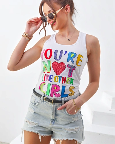 Royalfashion Bawełniana bluzka bokserka damska na ramiączkach z napisami