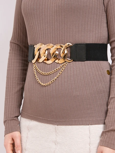 Szeroki damski pasek do spodni z gumą