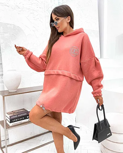 Royalfashion Bawełniana damska sukienka mini typu bluza