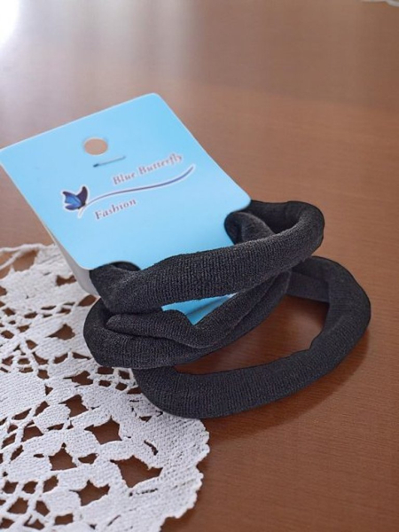 Royalfashion Zestaw 3 czarnych gumek do włosów Nero