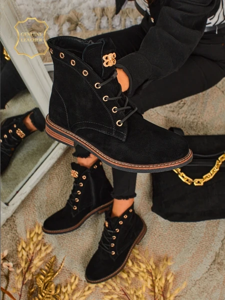 Damskie botki sznurowane ze skóry naturalnej Lunar Pace