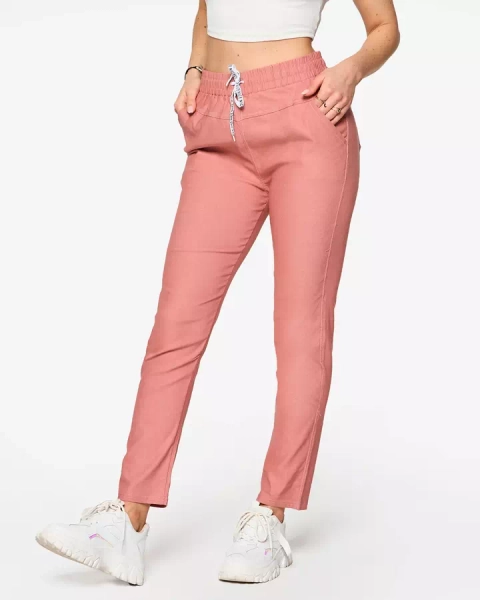 Royalfashion Damskie proste spodnie materiałowe w kolorze różowym PLUS SIZE