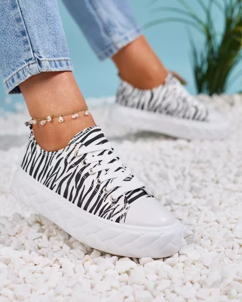 Royalfashion Чорно-білі жіночі кеди на платформі Atredika