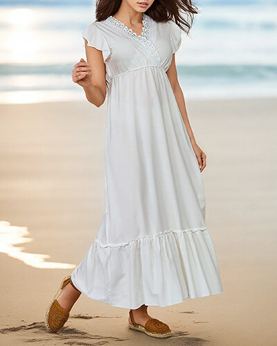 Royalfashion Damska długa sukienka z koronką