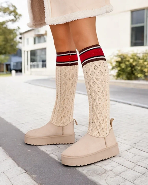 Royalfashion Buty a'la śniegowce damskie z cholewką a'la skarpeta Kokumi