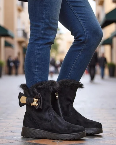 Royalfashion Buty a'la śniegowce damskie z kokardką Kiebbi