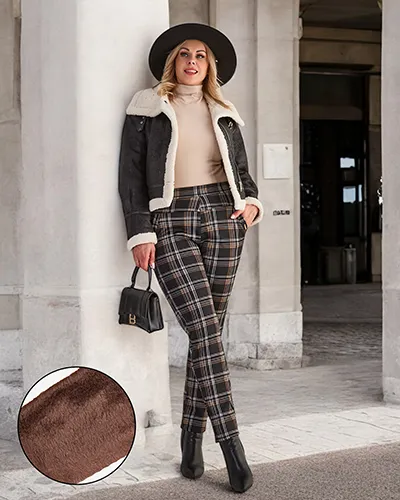 Royalfashion Ocieplane damskie spodnie typu tregginsy PLUS SIZE