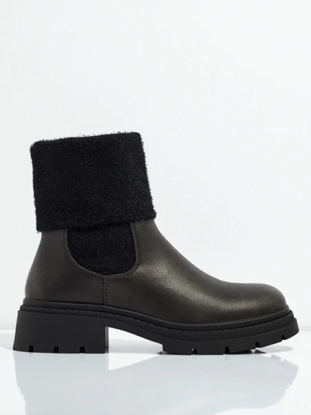 Botki damskie eko skórzane z futerkiem Kesy