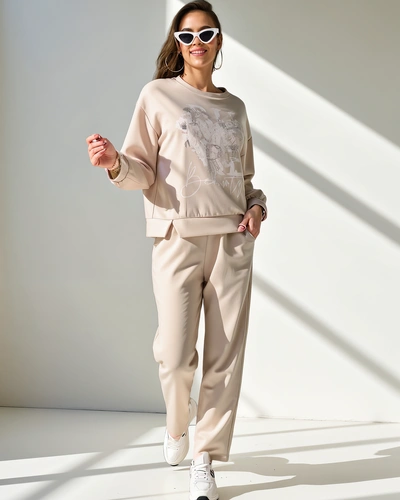 Royalfashion Wiskozowy damski komplet z printem