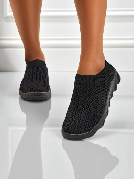 Damskie sneakersy Andromeda Nero – czarne, lekkie buty tekstylne na płaskiej podeszwie