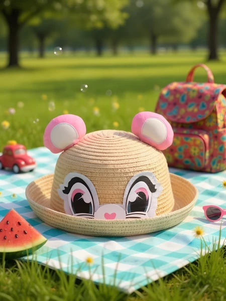 Royalfashion Dziecięcy Kapelusz Słomkowy Bear Eyes Straw Hat