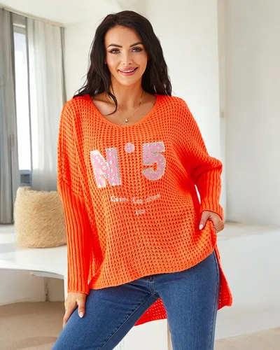 Royalfashion Akrylowy damski sweter dzianinowy z napisami