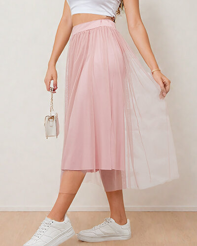 Royalfashion Damska dwuwarstwowa spódnica midi