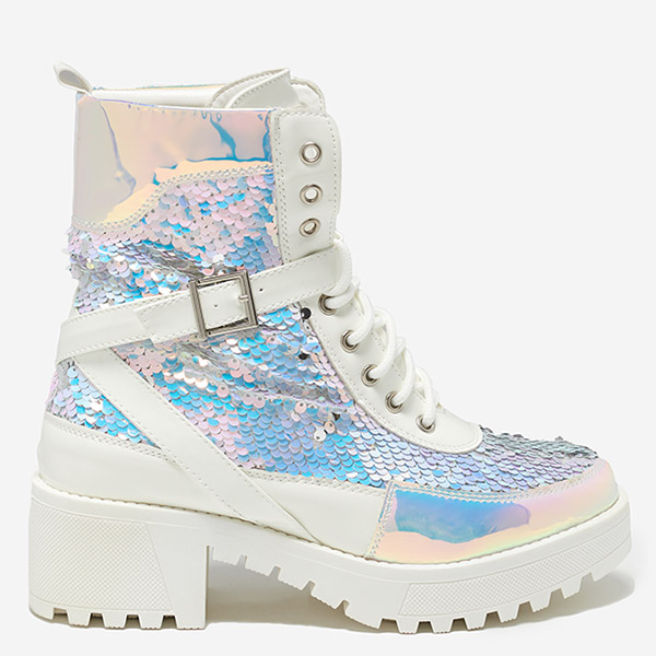 Білі жіночі черевики з блискітками Impresa