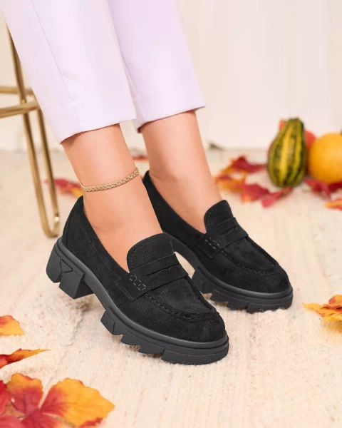 Royalfashion Czarne damskie ażurowe mokasyny Lace Glide