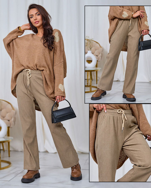 Royalfashion Sztruksowe damskie spodnie materiałowe w kolorze khaki
