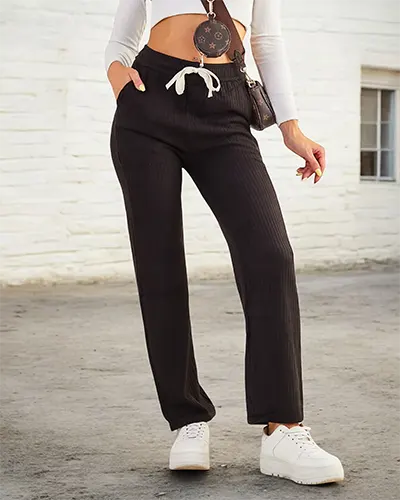 Royalfashion Szerokie spodnie damskie prążkowane PLUS SIZE