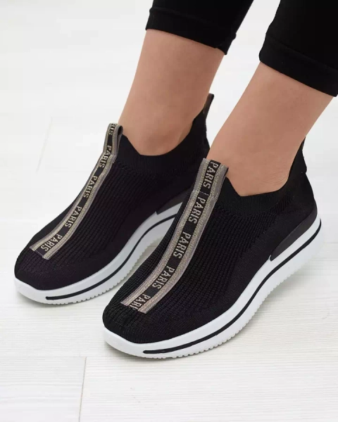 Royalfashion Wsuwane buty sportowe damskie z napisami w kolorze czarnym Cerppa