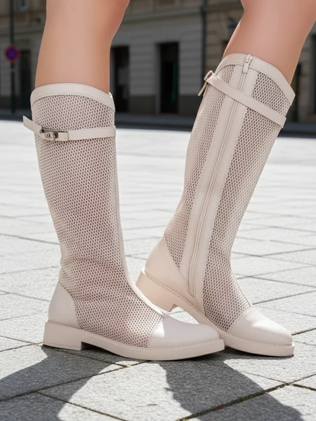 Royalfashion Wysokie ażurowe damskie botki Ovittole