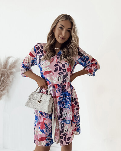 Royalfashion Damska sukienka mini w kwiaty