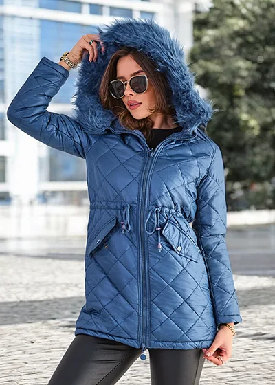 Жіноча стьобана куртка Royalfashion синього кольору