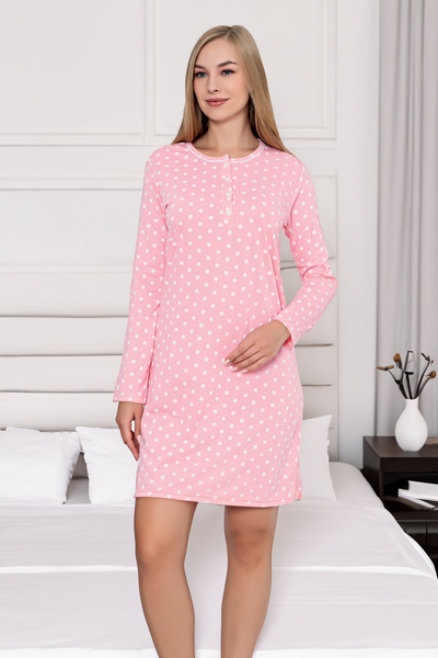 Royalfashion Bawełniana nocna koszula damska w kropeczki