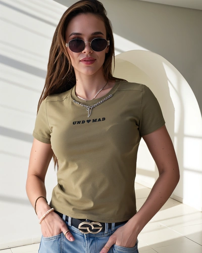 Royalfashion Bawełniany damski crop top z napisem