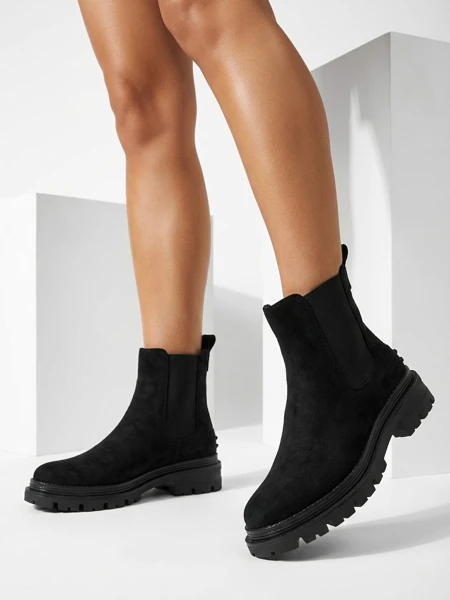 Royalfashion Czarne damskie ocieplane botki Comfy Walk