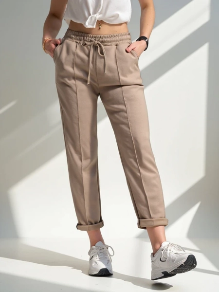 Royalfashion Proste spodnie damskie w kant z wiskozą