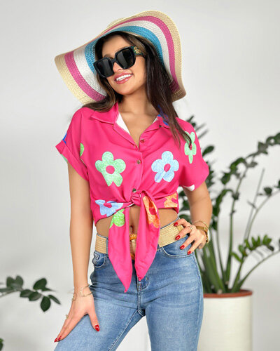 Royalfashion Krótka koszula damska w kwiaty