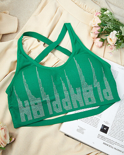 Royalfashion Damski biustonosz sportowy z cyrkoniami