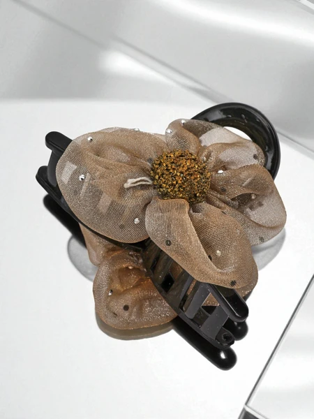 Royalfashion Шпилька для волосся з тюлевою квіткою та блискучою серединкою