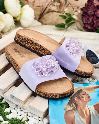 Royalfashion Damskie klapki z kryształkami Villo