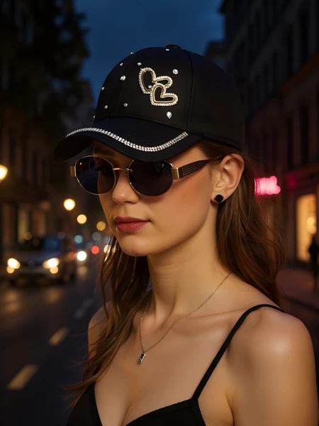 Royalfashion Czapka z daszkiem z cyrkoniami Heart Spark
